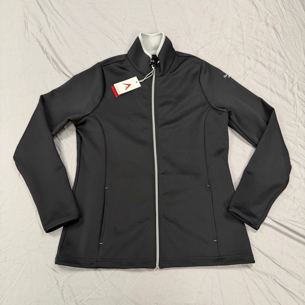 Antigua Womens Leader Jacket Black Full Zip Golf Performance Coat 100695 Medium
